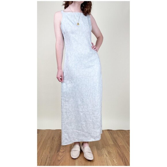 Vintage 100% Linen Gap Maxi Dress Floral Summer Sun Coastal Cowgirl Boho Beach - Picture 5 of 8